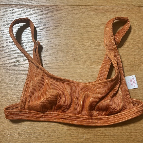 Xhilaration Shimmer Bralette Swim Bikini Top Ribbed Bronze Metallic S - Picture 1 of 3